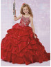 Beaded Organza Pick Ups Skirt Flower Girl Dress With Cape